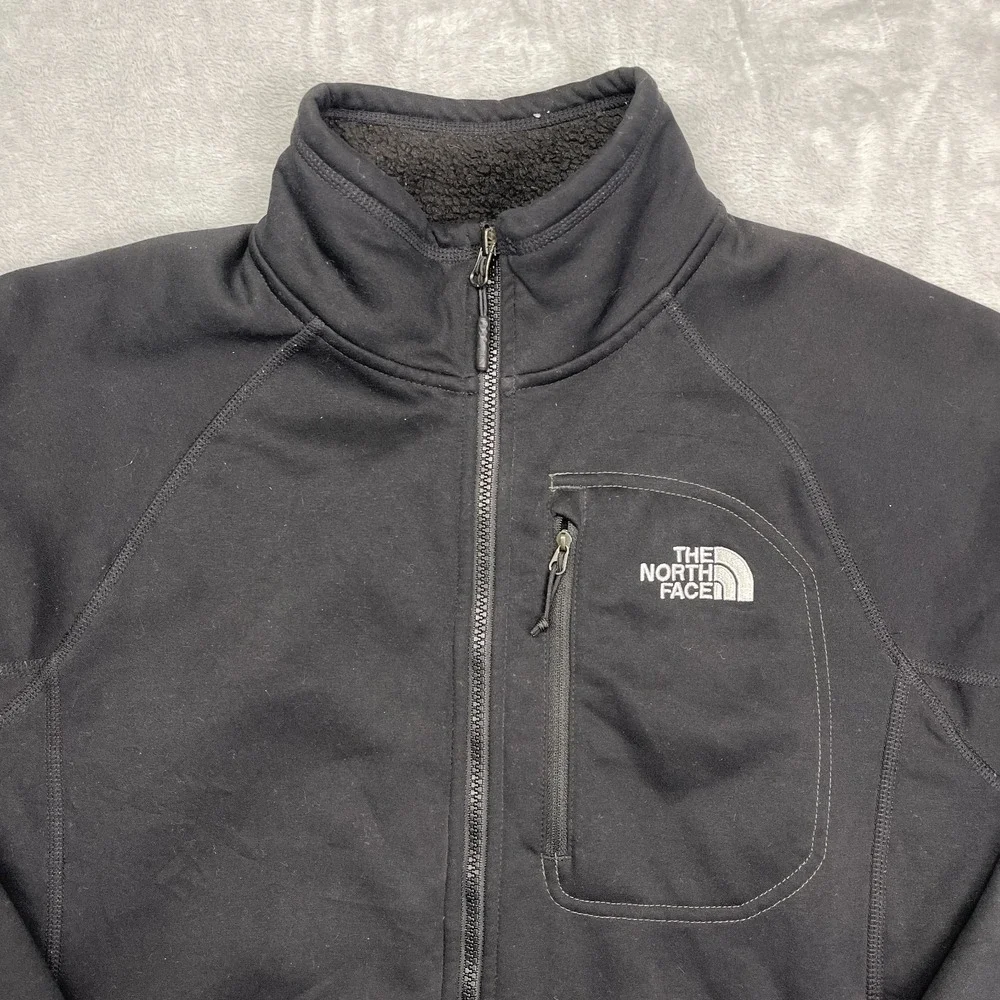 The North Face Jacket Mens‎ M Black Fleece Lined Long Sleeve Mock Neck Full Zip